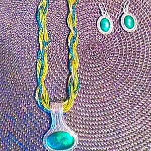 Matching necklace and earrings.